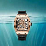 Luxury Design Automatic Mechanical Watch Waterproof Luminous Dragon Dial Custom Logo Business Casual Wristwatch Carbon Fiber