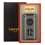 LUBINSKI 2 Fire Torch Lighter Cigar V Cutter Punch Metal Butane Gas Cigar Lighters With Needles Dredge Cigar