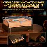 Cigar Humidor,Acrylic Humidor,Desktop Humidor Box with Cigar Accessory Drawer,Humidifier & Digital Hygrometer,Cedar Wood Tray