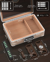 Humidor Cigar Box,with Cutter Guillotine,V cut,Punch & Stand ,Glass top Cigars Case,Cedar Wood Lining, Humidifier Hygrometer