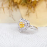 Anillo con diamantes naturales de corazón amarillo certificados por AGL, oro blanco de 18 quilates, lujo multifunción, anillo con diamantes en forma de corazón, colgante, joyería para mujer