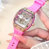 GELATU 6016 All Diamond Women Watch Silicone Waterproof Moonphase Chronograph Luxury Hollow Women All Automatic Mechanical Watch