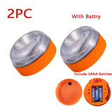 1/2pc Magnetic Flashinúg Yellow Emergency Lamp Safety Alert Light need AAA Battery Power for Outdoor Camping Road Safety Light