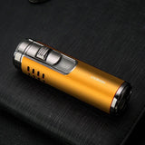 Business Lighter Metal Inflatable Four Straight Cigar Lighter Boutique Red Fire Multi-functional Cigarette Lighter Gift