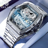 GELATU Sports Watch For Men Dragon Dial Fashion Military Waterproof Man Wristwatch Casual Big Dial Automatic Mechanical Male
