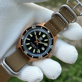 STEELDIVE Brand SD1962S 41.9mm Solid Bronze C3 Green Luminous Sapphire Glass NH35 Automtic 200M Waterproof Mens Dive Watch Reloj