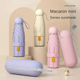Mini paraguas de viaje compacto, sombrilla de cápsula con protección Uv, sombrilla ultraligera de 5 pliegues, Manual portátil