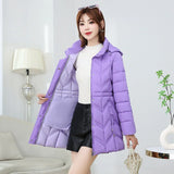 Women Jacket 2025 Winter Parka New Cotton Clothes Mid Long Coats Down Jacket Korean Slim Warm Thick Women Hooded Puffer Parkas