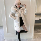 Autumn Winter New Down Cotton Jacket Women Korean Mid-Long Cotton-Padded Thick Warm Parkas Hooded Coat Female Casual Ladies Tops
