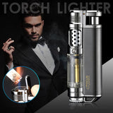 Visible Gas Window Flashlight Cigar Lighter Jet Butane Metal Turbo Windproof Lighter Portable Airbrush 1300C Men's Gadget