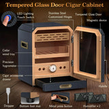 Cigar Humidor, with Cigar Accessory Drawer and 2 Humidifiers, Lighted Control Magnetic Door Desktop Cigar Humidor Cabinet