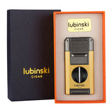 LUBINSKI 2 Fire Torch Lighter Cigar V Cutter Punch Metal Butane Gas Cigar Lighters With Needles Dredge Cigar