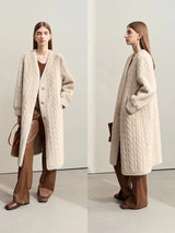 AMII Minimalist Fur Coats Woman 2025 Winter New Warm V-neck Pocket Women's Clothing Elegant Female Long Fur Outerwear 12424023