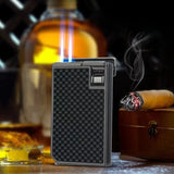 HONEST Metal Windproof Double Jet Blue Fire Inflatable Torch Lighter Visual Gas Window Cigar Diamond Cigar Lighters Smoking Tool
