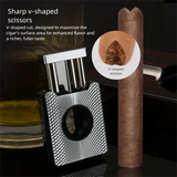 V-Cut Cigar Scissors | Spring-Loaded Metal Cigar Cutter | Portable & Sharp