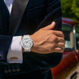 Reloj de lujo de alta gama para hombre, serie Balloon, esfera redonda, correa de acero inoxidable, calendario, accesorio de moda, ideal para diversas ocasiones.
