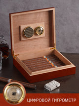 20Count Cedar Wood Cigar Humidor Box Portable Travel Cigar Storage Case Box With Humidifier Hygrometer Cigar Moisturizing Device