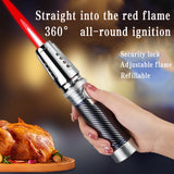 1300℃ Spray Gun Turbo Metal Red Flame Gas Lighter Kitchen Cooking Smoking Accessories Windproof BBQ Cigar Lighters