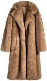 Gradient Winter Women's Long Fur Jacket Lapel Collar Faux Fox Outwear For Lady Comfortable Hair Thickened Female's Eco Fur Coat
