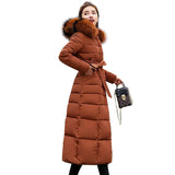 Women's Thickened Long down Cotton Jacket Winter Hot Sale Of The Season Korean Style Large Fur Collar Slim Fit Coat with Belt...
