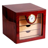Luxury Red or Black Cedar Wood Cigar Humidor Cabinet Storage Box Hygrometer Humidifier