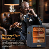 Cigar Humidor, with Cigar Accessory Drawer and 2 Humidifiers, Lighted Control Magnetic Door Desktop Cigar Humidor Cabinet