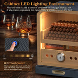 Cigar Humidor, with Cigar Accessory Drawer and 2 Humidifiers, Lighted Control Magnetic Door Desktop Cigar Humidor Cabinet