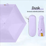 Mini paraguas de viaje compacto, sombrilla de cápsula con protección Uv, sombrilla ultraligera de 5 pliegues, Manual portátil