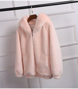 Spring Autumn and Winter 2023 New Korean Rex Rabbit Fur Imitation Fur Women's Coat Short Faux Mink Velvet Loose Plush Hooded