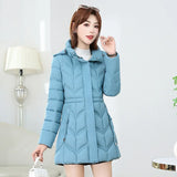 Women Jacket 2025 Winter Parka New Cotton Clothes Mid Long Coats Down Jacket Korean Slim Warm Thick Women Hooded Puffer Parkas