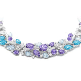 BELLUX High end Luxury Jewelry Fruit Leaf Carving Full Diamond Dream Violet Necklace Banquet Wedding 925 Silver Synthetic Zircon