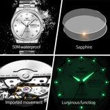 OUPINKE 3261 Mens Watch Automatic Mechanical Watch﻿ 50M Waterproof Watches For Men Sapphire Dual Calendar Watch Original Gifts