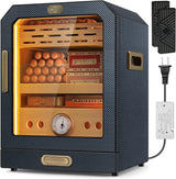 Cigar Humidor, with Cigar Accessory Drawer and 2 Humidifiers, Lighted Control Magnetic Door Desktop Cigar Humidor Cabinet