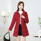 Women Jacket 2025 Winter Parka New Cotton Clothes Mid Long Coats Down Jacket Korean Slim Warm Thick Women Hooded Puffer Parkas