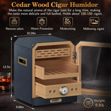 Cigar Humidor, with Cigar Accessory Drawer and 2 Humidifiers, Lighted Control Magnetic Door Desktop Cigar Humidor Cabinet