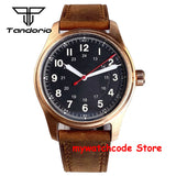 Tandorio Real Cusn8 Bronze Watch for Men 20Bar Waterproof Automatic Pilot Watch Vintage Wristwatch NH35A PT5000 Military Relojes