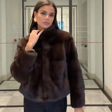 Chaqueta de piel sintética de manga larga con cuello vuelto para mujer, abrigo suave y cálido para otoño e invierno, ropa informal nueva para mujer 2025