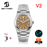 BETTIMER 2025 New Men's Mechanical Watches PT5000 Automatic Business 100m Waterproof BGW-9 Stainless Steel Clock watches for men