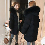 Autumn Winter New Down Cotton Jacket Women Korean Mid-Long Cotton-Padded Thick Warm Parkas Hooded Coat Female Casual Ladies Tops