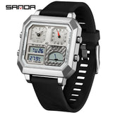 SANDA 6210 Top Brand Silicone Strap Fashion Men's  Electronic Watch Intelligent Temperature Gauge for Men's Electronic Watch