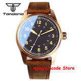 Tandorio Real Cusn8 Bronze Watch for Men 20Bar Waterproof Automatic Pilot Watch Vintage Wristwatch NH35A PT5000 Military Relojes
