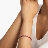 9K/14K/18K Rose Gold Lab Ruby Diamond Bracelet Pear Lab Ruby and Round Lab Diamond Bracelet Jewelry Women Luxury High Quality