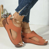 Summer Sandals for Women  Wedge Heel Platform Shoes Synthetic Leather Peep Toe Hook Loop Casual Beach Walking Ladies Footwear