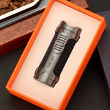 LUBINSKI Torch Lighter Windproof Jet Gas Cigar Lighter Top Cigar Holder Smoking Gift Set With Gift Box