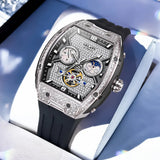 GELATU 6016 All Diamond Women Watch Silicone Waterproof Moonphase Chronograph Luxury Hollow Women All Automatic Mechanical Watch
