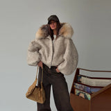 Manteau d'hiver oversize pour femme, large col en fausse fourrure, à capuche, coupe ample et droite, collection 2025, nouveaux manteaux chauds et tendance pour femme.
