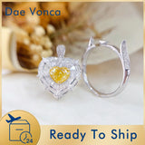 Anillo con diamantes naturales de corazón amarillo certificados por AGL, oro blanco de 18 quilates, lujo multifunción, anillo con diamantes en forma de corazón, colgante, joyería para mujer