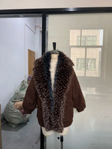 Manteau d'hiver oversize pour femme, large col en fausse fourrure, à capuche, coupe ample et droite, collection 2025, nouveaux manteaux chauds et tendance pour femme.