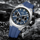 Montre de sport pour homme NAVIFORCE, étanche, avec bracelet en silicone, chronographe, de marque de luxe, à quartz lumineux.