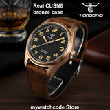Tandorio Real Cusn8 Bronze Watch for Men 20Bar Waterproof Automatic Pilot Watch Vintage Wristwatch NH35A PT5000 Military Relojes